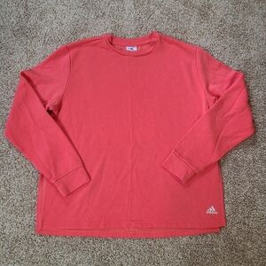 Adidas Pullover Crewneck With Side Slits Neon Coral Pink